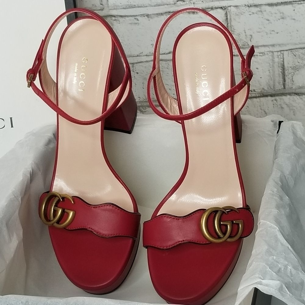 Gucci Blood Red GG Heel Shoes - Picture 9 of 12